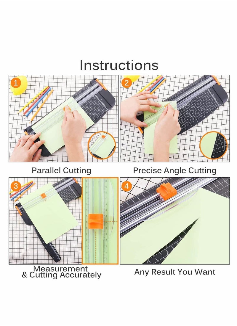 Y&D - A4 Paper Cutter Craft Trimmer with Automatic Security Safeguard and Side Ruler, Black Photo Guillotine Scrapbooking Tool for Handcraft Project, Label - Image 1