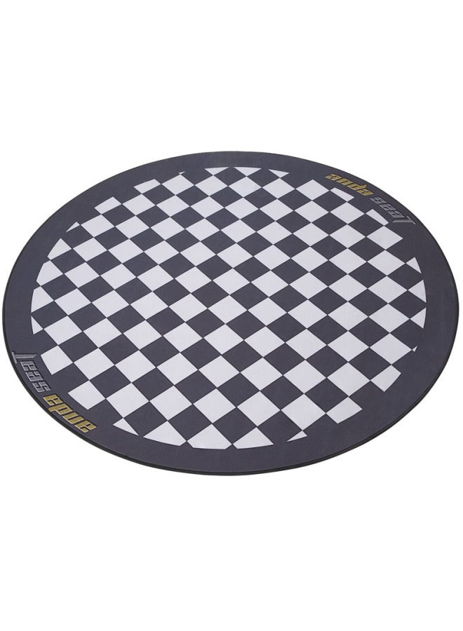 Andaste, Andeste, Checkered Round, Non-slip, Carpet, 1m Diameter, Black