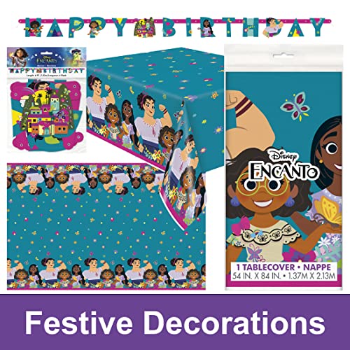Costume Wizard Encanto Themed Happy Birthday Party Supplies for Kids, Serves 16, Decorations and Dinnerware set with Table Cover, Plates, Napkins, Banner, Cups, Candles and Party Planning List - Image 4