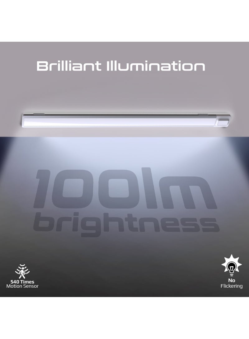 Promate 60cm LED Light with Motion Sensor, 100lm Brightness, Energy-Efficient 4W LEDs, USB-C Rechargeable 2000mAh Battery, Easy Adhesive Installation, Ideal for Under Cabinets, Lumia-60 White - Image 3