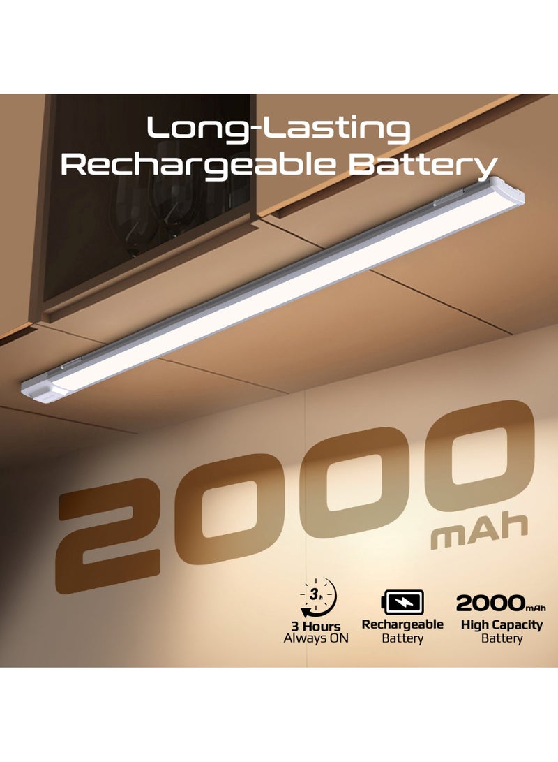 Promate 60cm LED Light with Motion Sensor, 100lm Brightness, Energy-Efficient 4W LEDs, USB-C Rechargeable 2000mAh Battery, Easy Adhesive Installation, Ideal for Under Cabinets, Lumia-60 White - Image 5