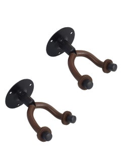 Mike Music Guitar Wall Mount Hanger,2-Pack Rotatable Hardwood Guitar Hangers with Screws-Adjustable Stopper Guitar Mount Hook Holder Stand for Ukulele Bass Electric Acoustic Guitar Banjo Mandolin  - Image 1