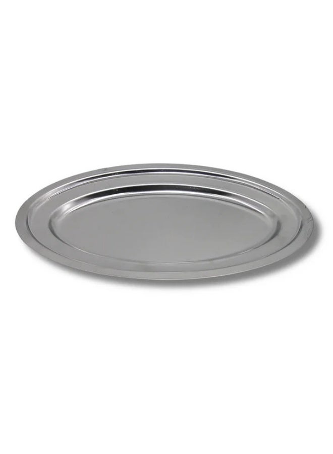 سرڤيس عشاء بيضاوي ستانلس ستيل 18/10 سادة حواف مدرجة - Image 1