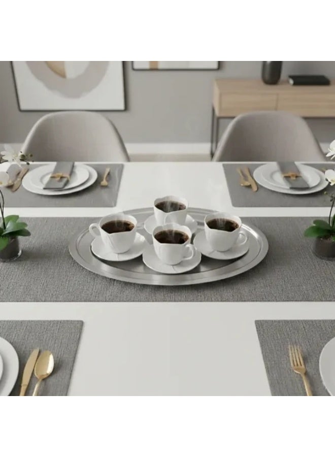 سرڤيس عشاء بيضاوي ستانلس ستيل 18/10 سادة حواف مدرجة - Image 4