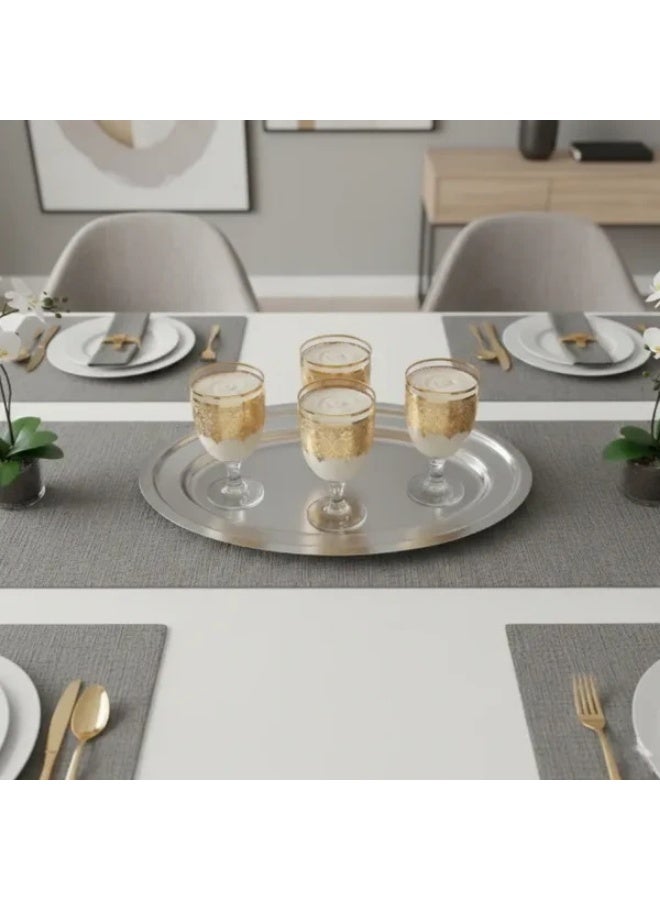 سرڤيس عشاء بيضاوي ستانلس ستيل 18/10 سادة حواف مدرجة - Image 2