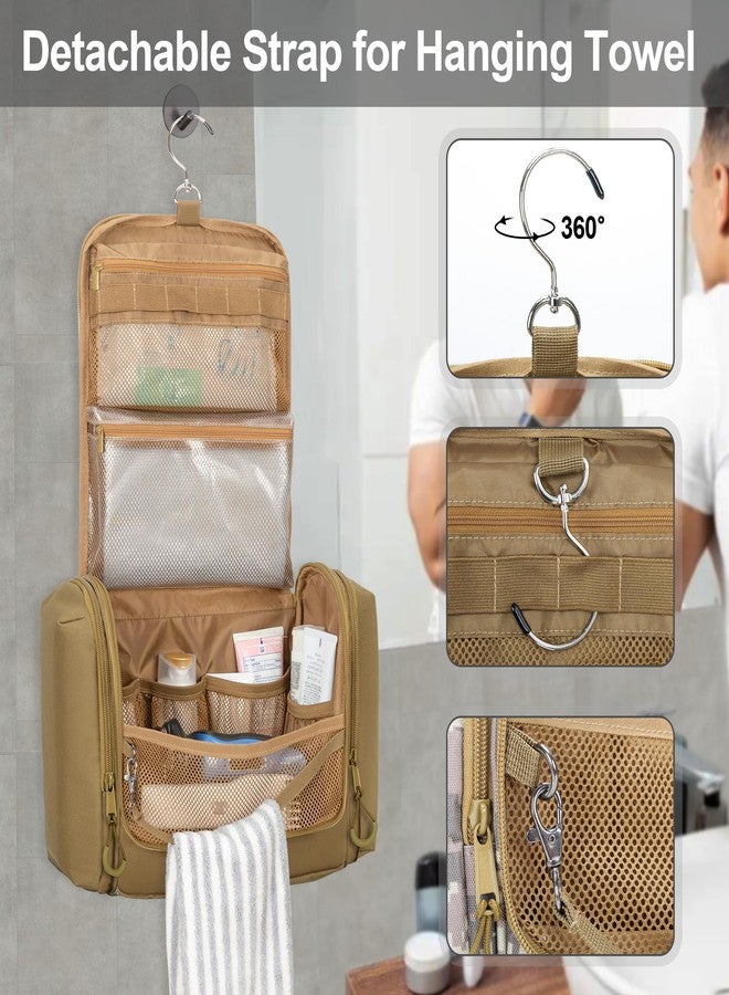 Prokva Tactical Toiletry Travel Bag for Men, Hanging Dopp Kit Hygiene Bag Shower Organizer with Hook for Toiletries and Shaving Care (Empty Bag), Khaki - Image 5