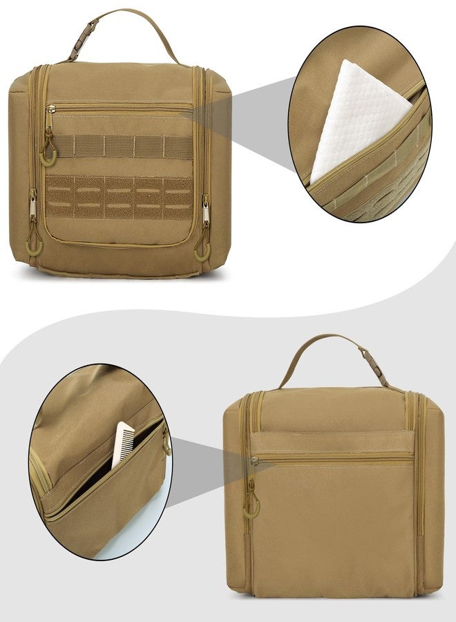 Prokva Tactical Toiletry Travel Bag for Men, Hanging Dopp Kit Hygiene Bag Shower Organizer with Hook for Toiletries and Shaving Care (Empty Bag), Khaki - Image 4