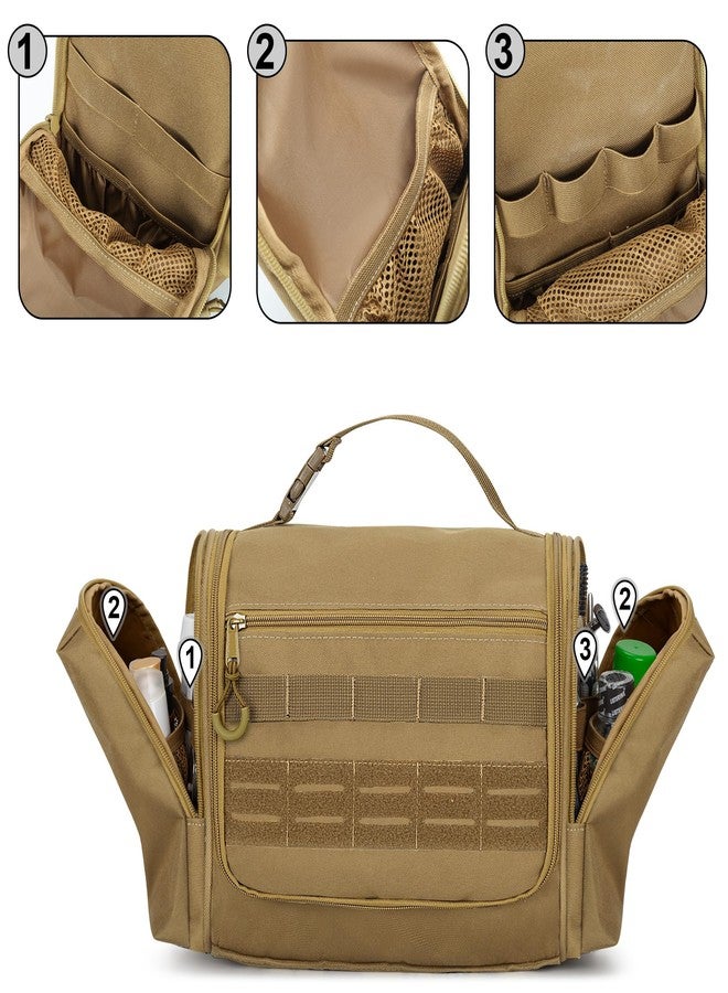 Prokva Tactical Toiletry Travel Bag for Men, Hanging Dopp Kit Hygiene Bag Shower Organizer with Hook for Toiletries and Shaving Care (Empty Bag), Khaki - Image 3