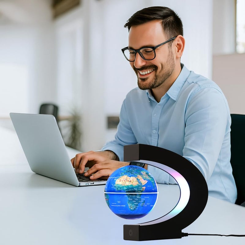 Bebevogue Magnetic Levitating Globe With 7-Color Led Lights  360 Rotating Floating World Map Lamp  Stem Educational Night Light For Geography Learning  Cool Desk Decor & Unique Gift For Kids & Adults - Image 5