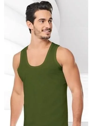 Seher Yıldızı Morning Star Morning Men's Combed Cotton Undershirt Green Dark 100% Cotton 6-Pack
