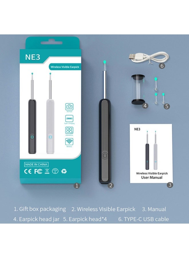 Wireless Ear Wax Removal Endoscope – 1296P HD Camera with LED Light, Wi-Fi Visible Cleaning Spoon Kit – Includes 4 Soft Silicone & 8 Black Ear Scoops – Compatible with iPhone, iPad & Android Phones (Black) - Image 3