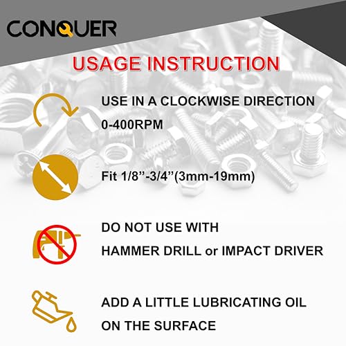 CONQUER HSS Deburring Chamfer Tool for Metal – External Burr Remover Drill Bit 1/8"–3/4", Thread Repair & Countersink Bit for Stainless Steel, Aluminum, Copper - Image 5