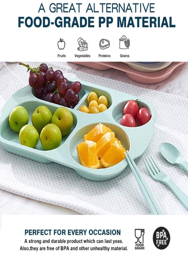 LRUUIDDE 12 Inch Large Unbreakable Divided Plates for Adults kitchen, Wheat Straw Plate, Alternative for Plastic, Reusable Compartment Plates,Dishwasher & Microwave Safe, BPA Free (Warm Series-4Pack) - Image 4