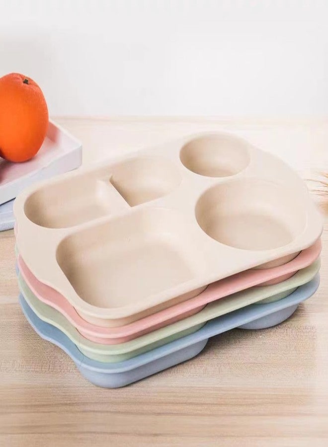 LRUUIDDE 12 Inch Large Unbreakable Divided Plates for Adults kitchen, Wheat Straw Plate, Alternative for Plastic, Reusable Compartment Plates,Dishwasher & Microwave Safe, BPA Free (Warm Series-4Pack) - Image 2