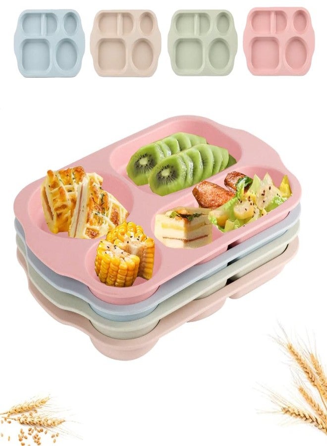 LRUUIDDE 12 Inch Large Unbreakable Divided Plates for Adults kitchen, Wheat Straw Plate, Alternative for Plastic, Reusable Compartment Plates,Dishwasher & Microwave Safe, BPA Free (Warm Series-4Pack) - Image 1
