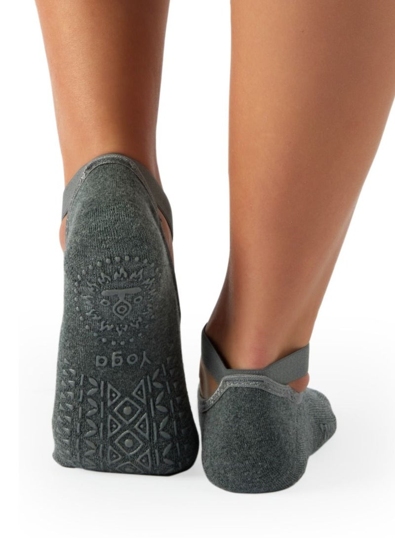 Prickly Pear Dark Grey Non-Slip Barre/Yoga/Pilates Socks, Womens, One Size Fits Most - Image 3