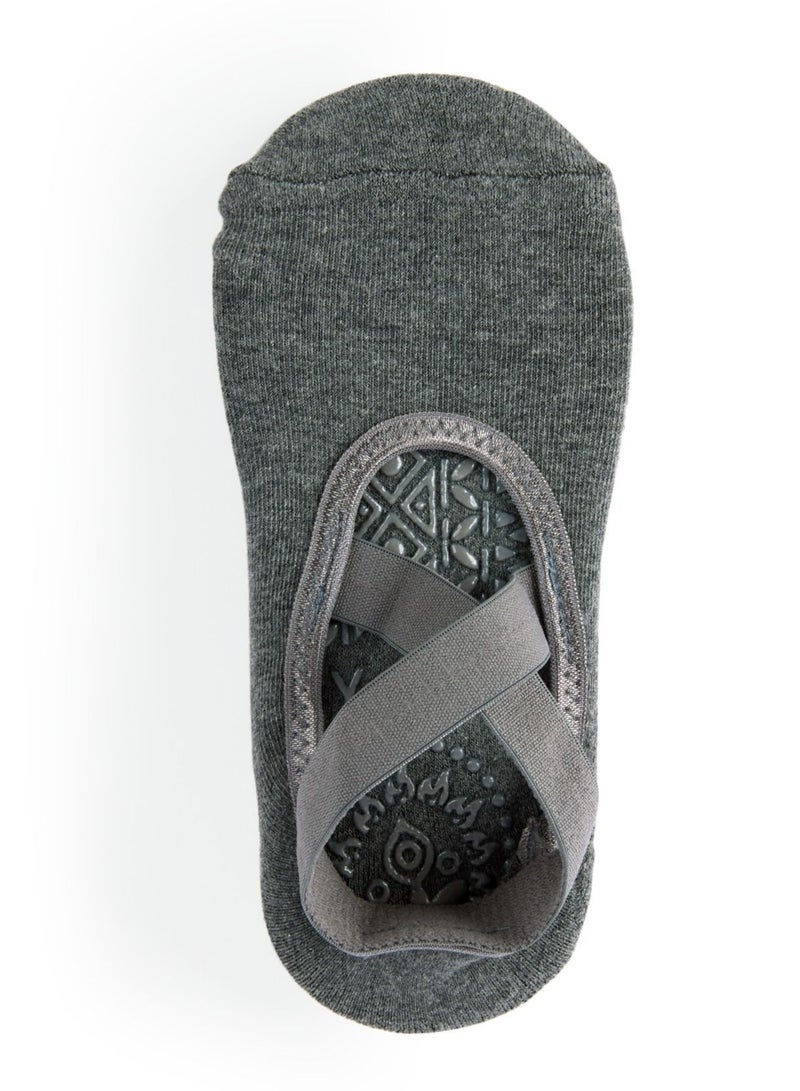 Prickly Pear Dark Grey Non-Slip Barre/Yoga/Pilates Socks, Womens, One Size Fits Most - Image 4
