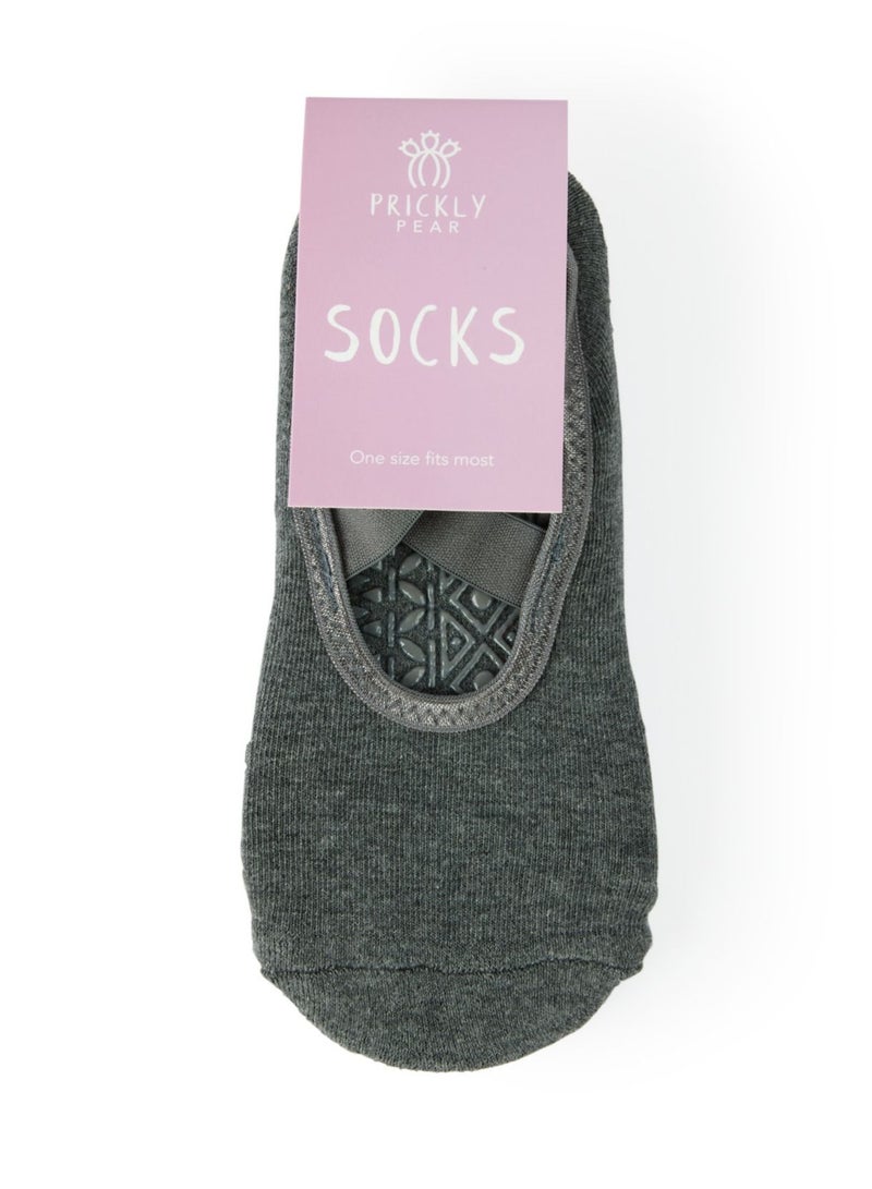 Prickly Pear Dark Grey Non-Slip Barre/Yoga/Pilates Socks, Womens, One Size Fits Most - Image 5