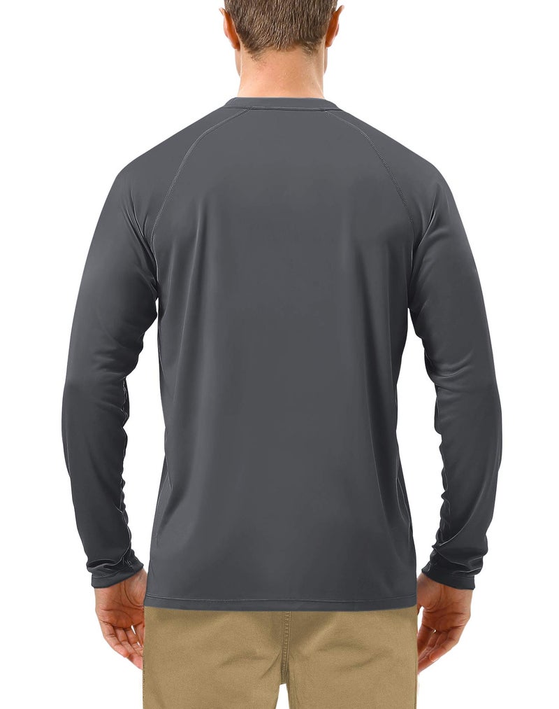 Roadbox Mens UPF 50+ UV Sun Protection Shirts Outdoor Long Sleeve SPF Diving Rash Guard for Fishing Hiking Swimming Dark Gray - Image 2