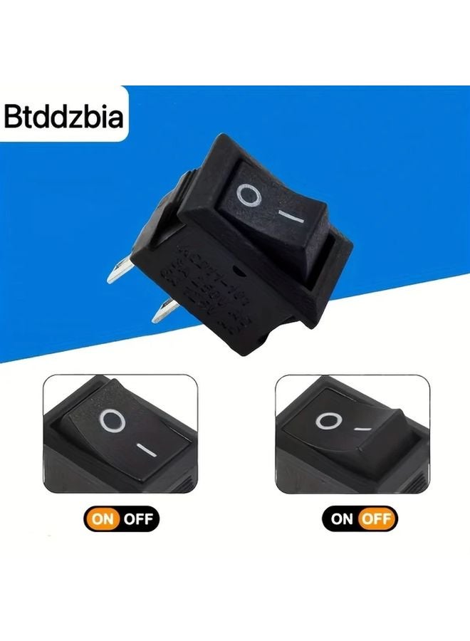 10 قطع من مفتاح التبديل الأسود KCD11 نوع SPST 2 دبوس معدني بأسلوب الجويستيك 250 فولت تيار متردد 3 أمبير - Image 5