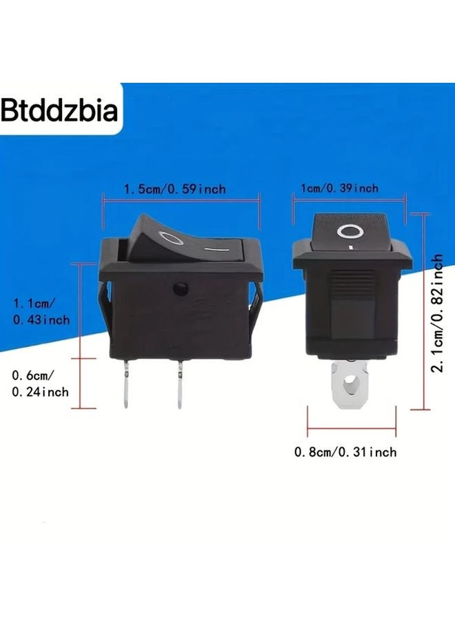 10 قطع من مفتاح التبديل الأسود KCD11 نوع SPST 2 دبوس معدني بأسلوب الجويستيك 250 فولت تيار متردد 3 أمبير - Image 3