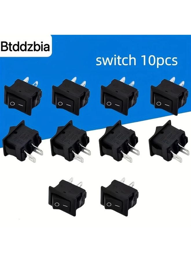 10 قطع من مفتاح التبديل الأسود KCD11 نوع SPST 2 دبوس معدني بأسلوب الجويستيك 250 فولت تيار متردد 3 أمبير - Image 1