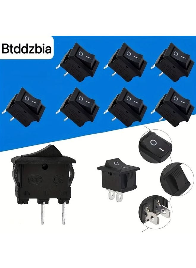 10 قطع من مفتاح التبديل الأسود KCD11 نوع SPST 2 دبوس معدني بأسلوب الجويستيك 250 فولت تيار متردد 3 أمبير - Image 4