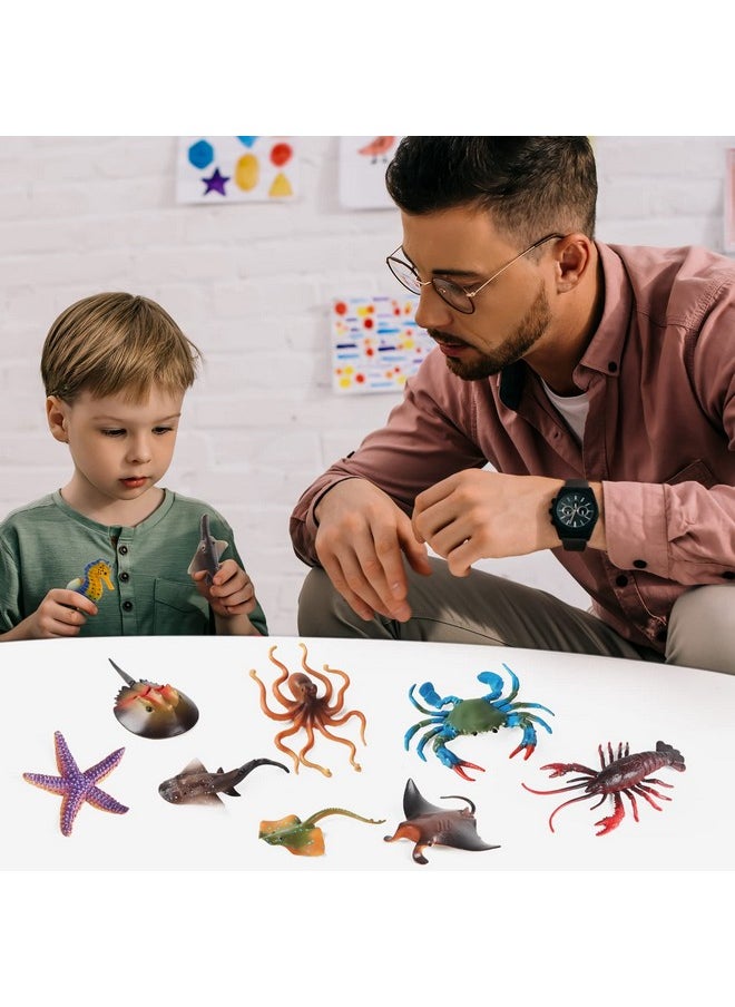 Sienon - Ocean Sea Animals Toys Figures, 10Pcs Large Plastic Sea Creature Toys Ocean Animals Figurines Sea Horse Starfish Crab Lobster Octopus Devilfish Rays Under The Sea Life Figures Cake Toppers Decoration - Image 1