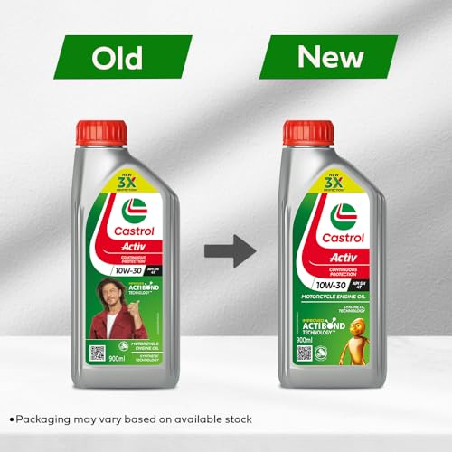 Castrol Activ 10W-30 4T Engine Oil for Bikes with Synthetic Technology (900ML) | 3X Protection with Actibond Technology | Engine Protection for Bikes | API SN and JASO MA2 - Image 2