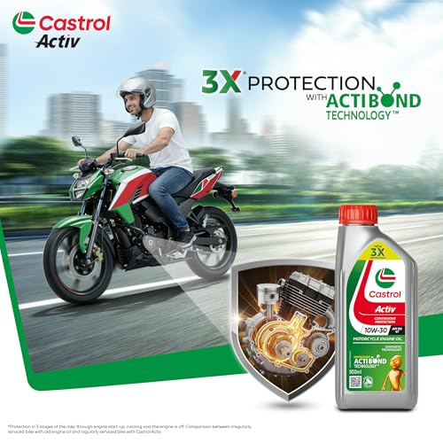 Castrol Activ 10W-30 4T Engine Oil for Bikes with Synthetic Technology (900ML) | 3X Protection with Actibond Technology | Engine Protection for Bikes | API SN and JASO MA2 - Image 4