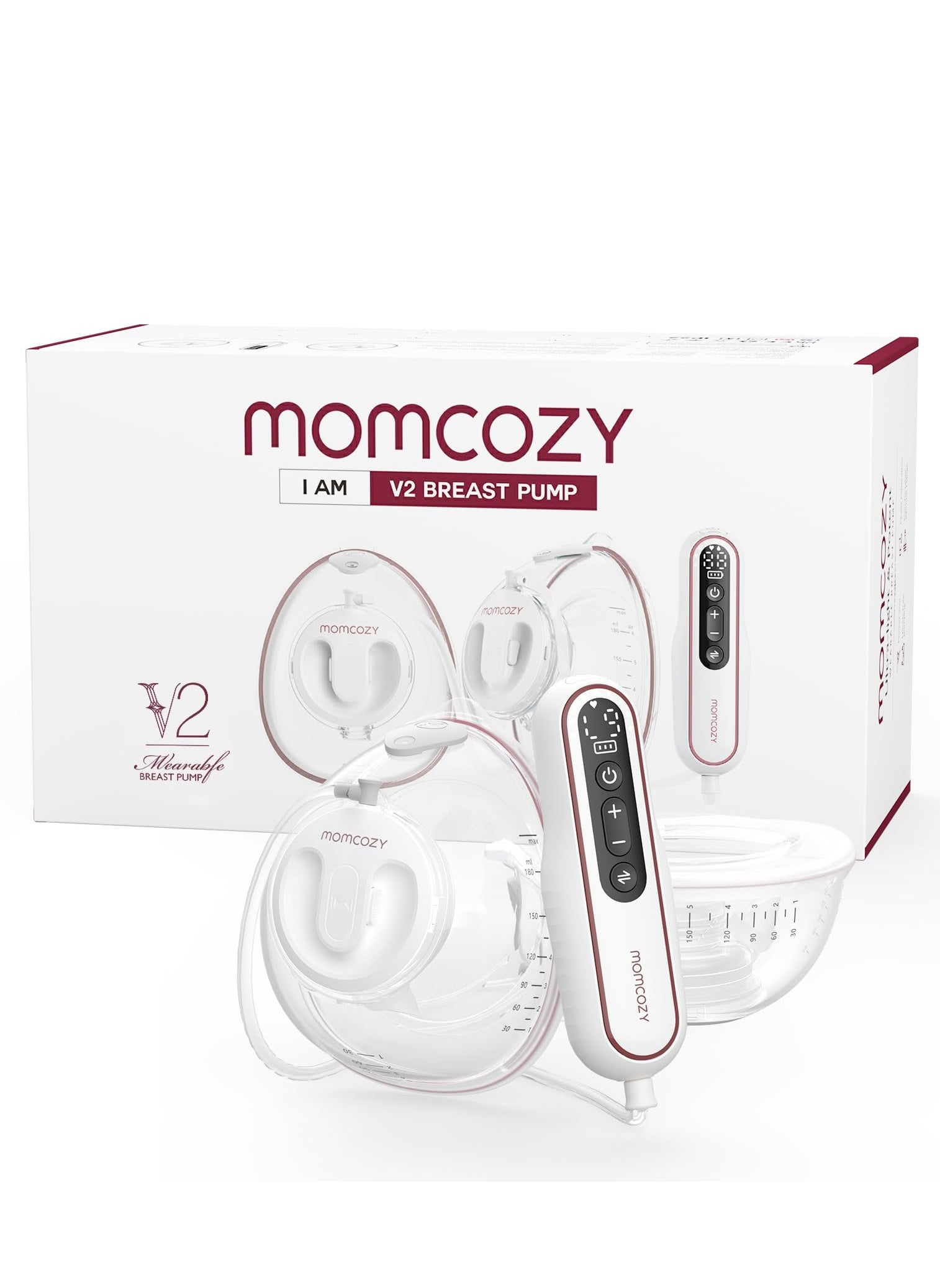 Momcozy مضخة ثدي خفيفة للغاية بدون استخدام اليدين V2، مضخة قوية يمكن ارتداؤها مع 27 مجموعة ضخ، مضخة كهربائية مزدوجة محمولة منخفضة الضوضاء وغير مؤلمة 