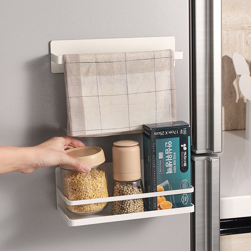 Refrigerator Rack Magnetic Suction Tissue Holder Seasoning Bottle Roll Paper Cling Film Rag Rack Refrigerator Rack - Image 2