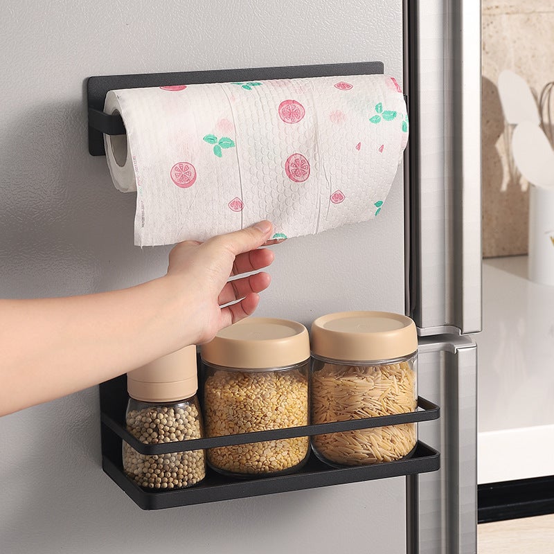 Refrigerator Rack Magnetic Suction Tissue Holder Seasoning Bottle Roll Paper Cling Film Rag Rack Refrigerator Rack - Image 5