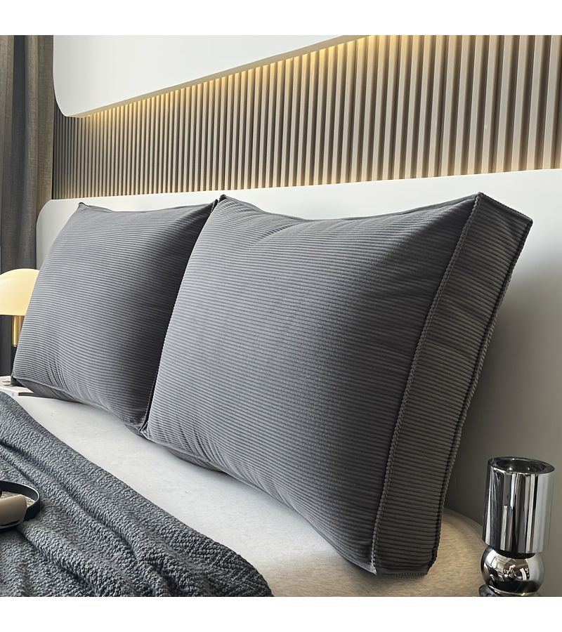 All Season 1pc Modern Solid Color Corduroy Headboard Cushion Removable Washable Backrest Pillow Tatami Mat Bedroom Decorative Square Throw Pillow Anlan Dark Gray 35.43 Inch by 21.65 Inch - Image 5