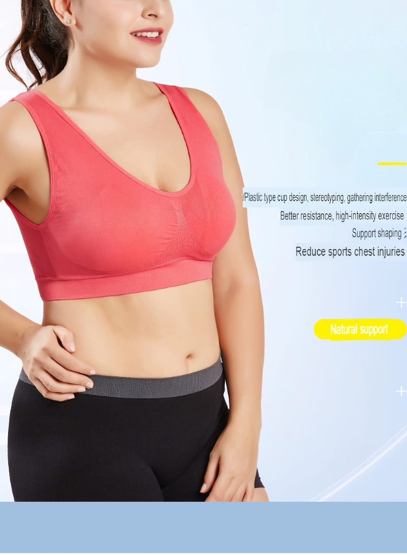 AROAQ Women Sports Bra, Fitness Sports Yoga Bra with Removable Padding,  Double-layer Seamless  Sports Bra without Rims, Comfortable Soft Bra for Workouts Running Yoga Trainings, (Size 4XL, Purple) - Image 2