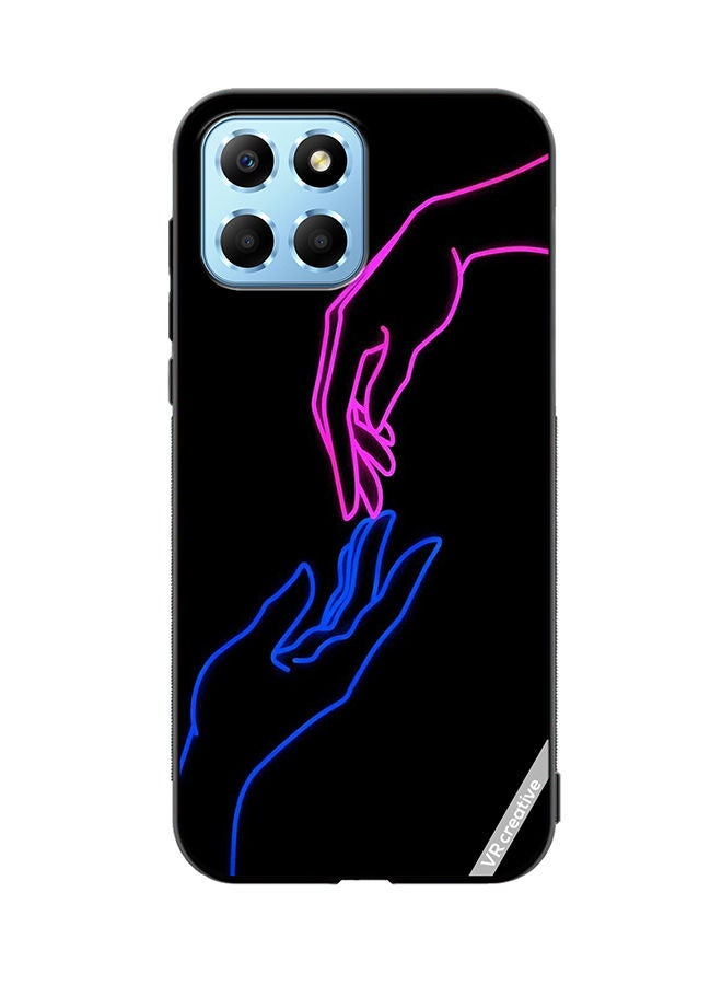 VR CREATIVE Protective Case Cover For Honor X8 5G Hands In Neon Lights Design Multicolour - Image 1