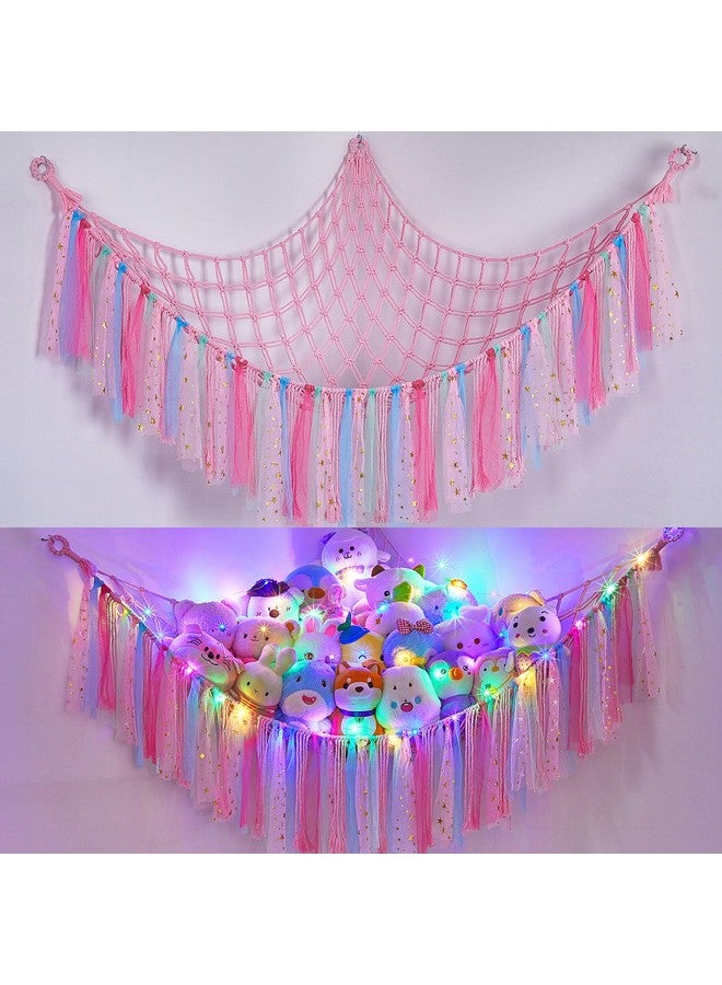 FIOBEE Stuffed Animals Net or Hammock with LED Light, Toy Hammock Hanging Stuffed Animals Storage Organizer Holder Room Décor for Nursery Kids Bedroom - Image 1