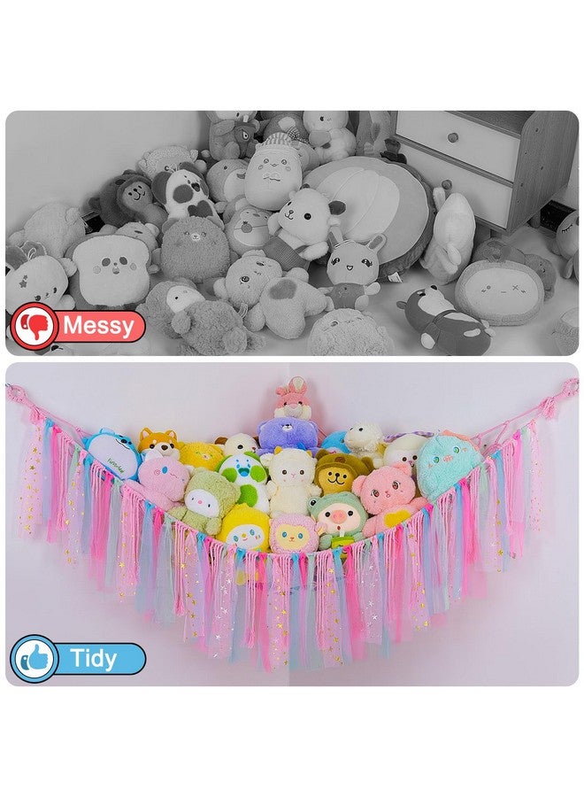 FIOBEE Stuffed Animals Net or Hammock with LED Light, Toy Hammock Hanging Stuffed Animals Storage Organizer Holder Room Décor for Nursery Kids Bedroom - Image 3