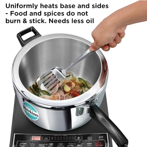 Hawkins 7 Litre Triply Stainless Steel Pressure Cooker,Wide Cooker, Inner Lid Cooker, Silver (HSST7W) - Image 5