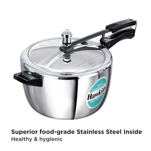 Hawkins 7 Litre Triply Stainless Steel Pressure Cooker,Wide Cooker, Inner Lid Cooker, Silver (HSST7W) - Image 2
