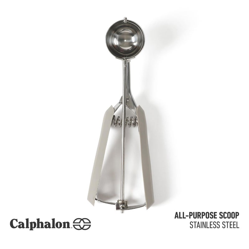 Calphalon Edge Stainless Steel Ice Cream & Cookie Scoop W/Trigger & Thermoplastic Rubber Handle - Taupe - Image 2