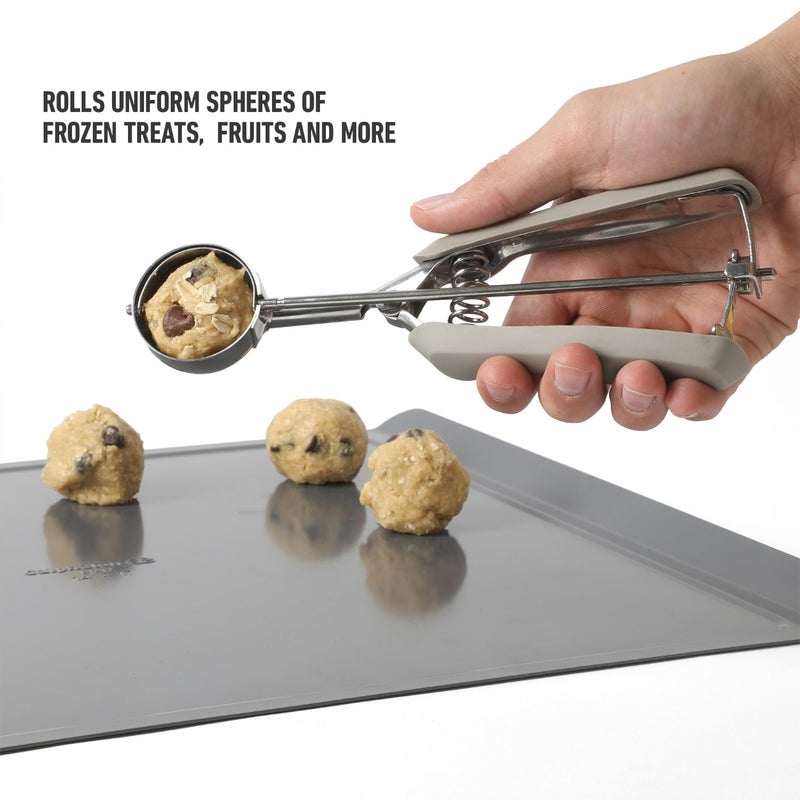 Calphalon Edge Stainless Steel Ice Cream & Cookie Scoop W/Trigger & Thermoplastic Rubber Handle - Taupe - Image 3