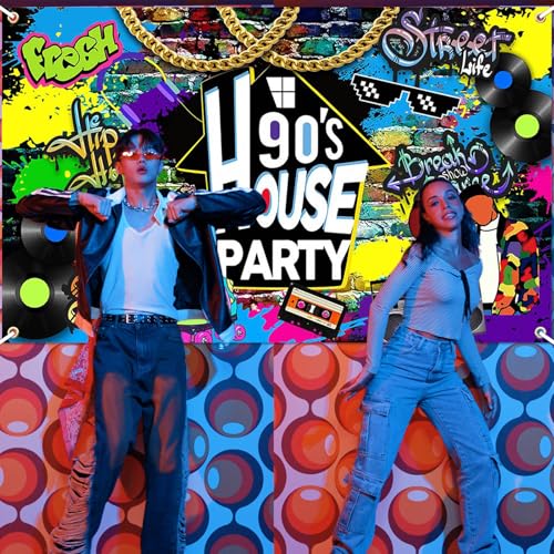 Avezano 90s House Party Backdrop Hip Hop Graffiti 90s Theme House Party Decorations Retro Radio Brick Wall Party Banner 6x36ft - Image 3