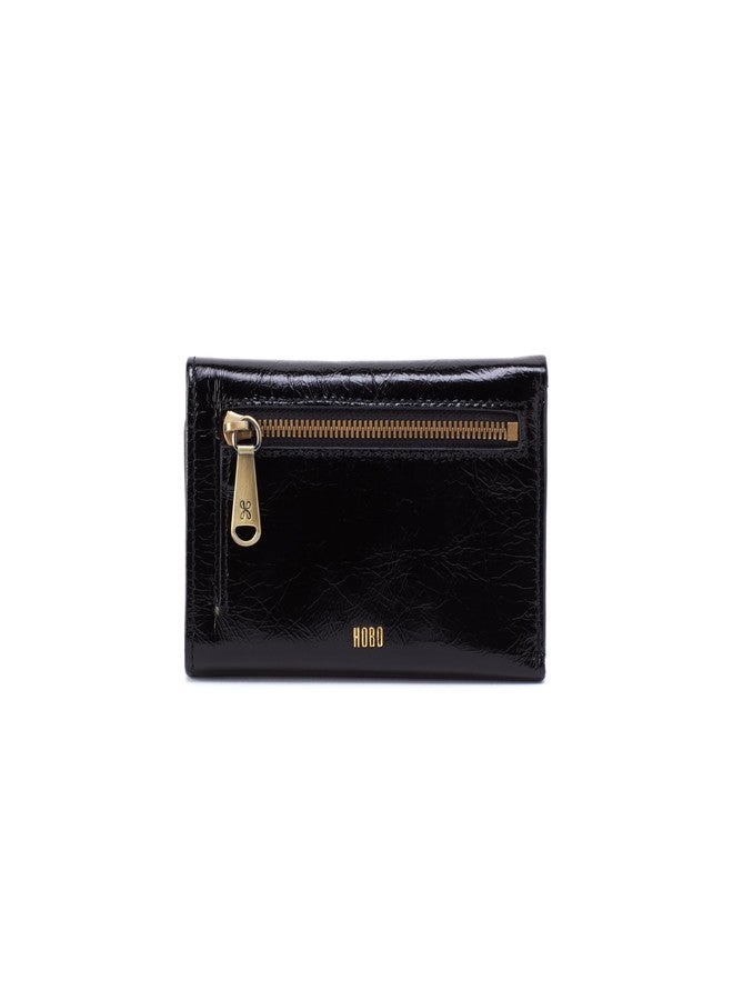 HOBO Jill Leather Trifold Wallet with Credit Card Holder, Exterior Zip Pocket, Cash Slot, and Minimalist Design, Black - Image 3