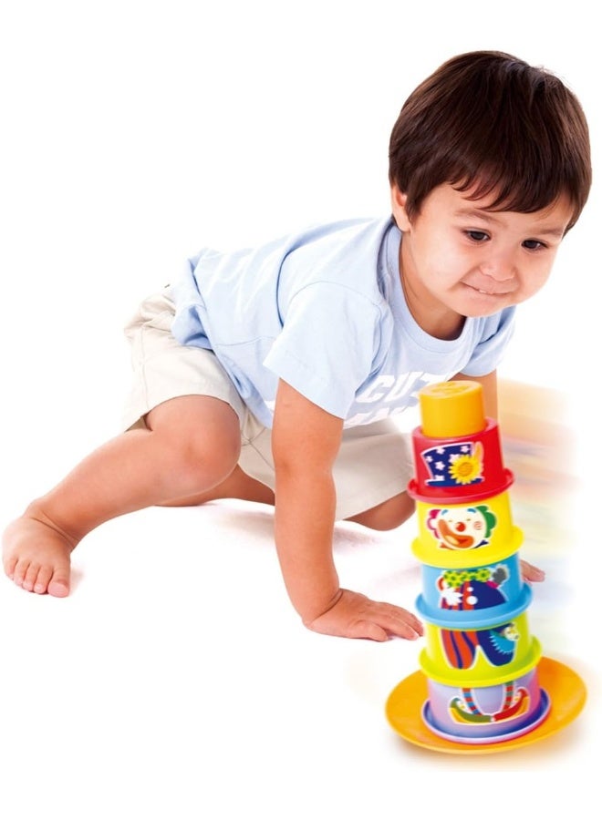 PLAYGO Stacking And Sortierbecher | 6-In-1 Educational Toy For Kids | Shapes, Numbers, Letters & Clown Sorting | Develops Stacking & Balancing Skills | Age 0+  - Image 4