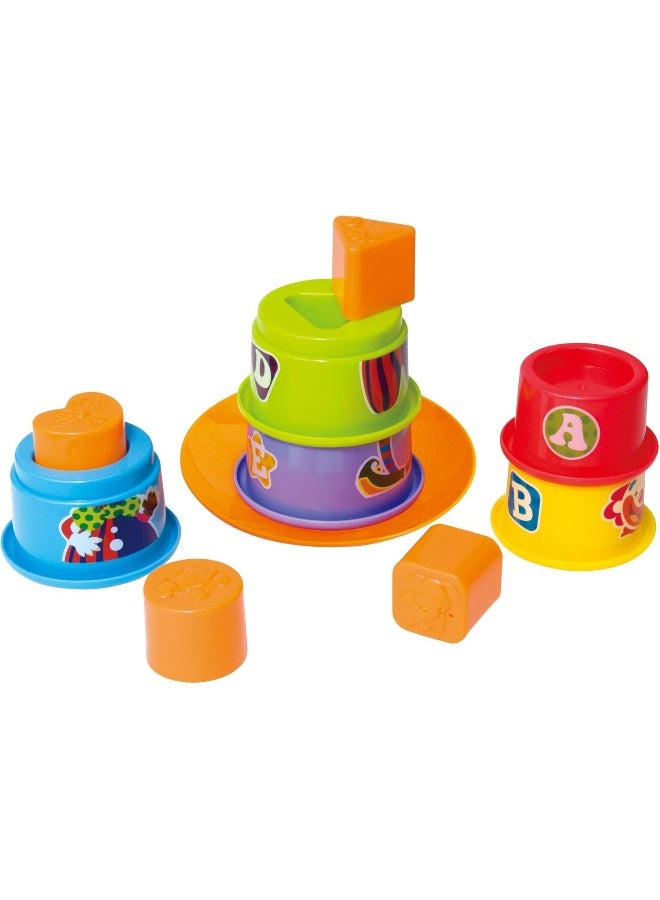 PLAYGO Stacking And Sortierbecher | 6-In-1 Educational Toy For Kids | Shapes, Numbers, Letters & Clown Sorting | Develops Stacking & Balancing Skills | Age 0+  - Image 2
