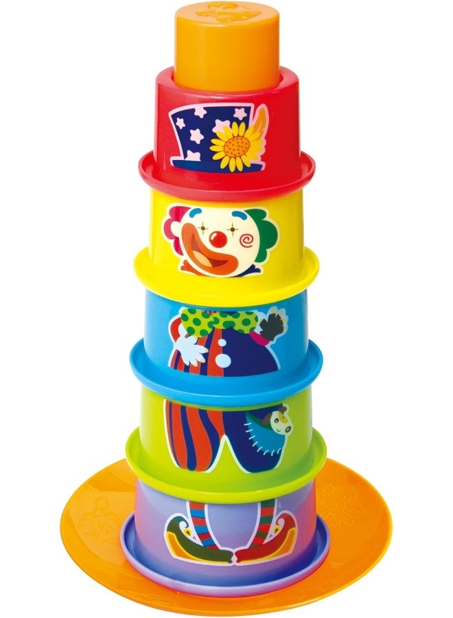 PLAYGO Stacking And Sortierbecher | 6-In-1 Educational Toy For Kids | Shapes, Numbers, Letters & Clown Sorting | Develops Stacking & Balancing Skills | Age 0+  - Image 3