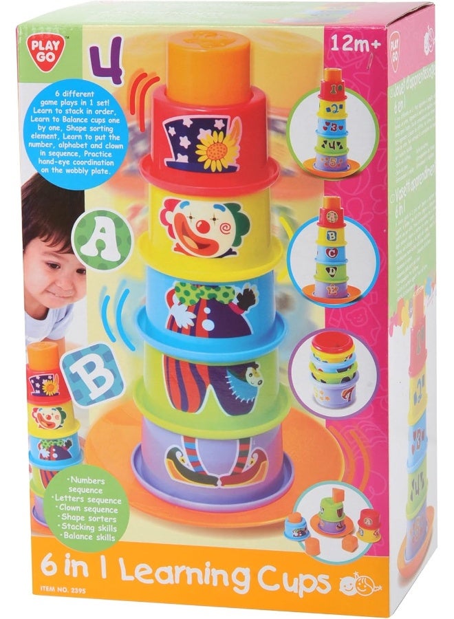 PLAYGO Stacking And Sortierbecher | 6-In-1 Educational Toy For Kids | Shapes, Numbers, Letters & Clown Sorting | Develops Stacking & Balancing Skills | Age 0+  - Image 1