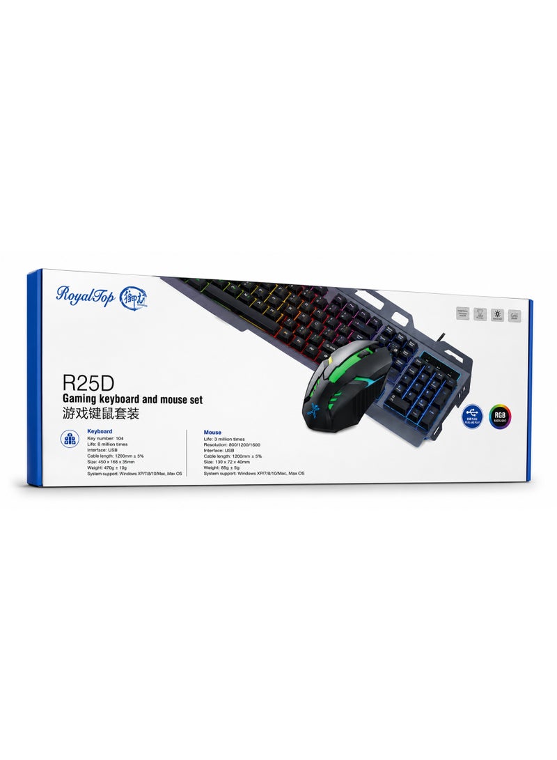 Dreamzon RoyalTop R25D RGB Gaming Keyboard & Mouse Combo – USB Wired LED Backlit Keyboard Set for PC, Laptop, Windows & Mac - Image 1