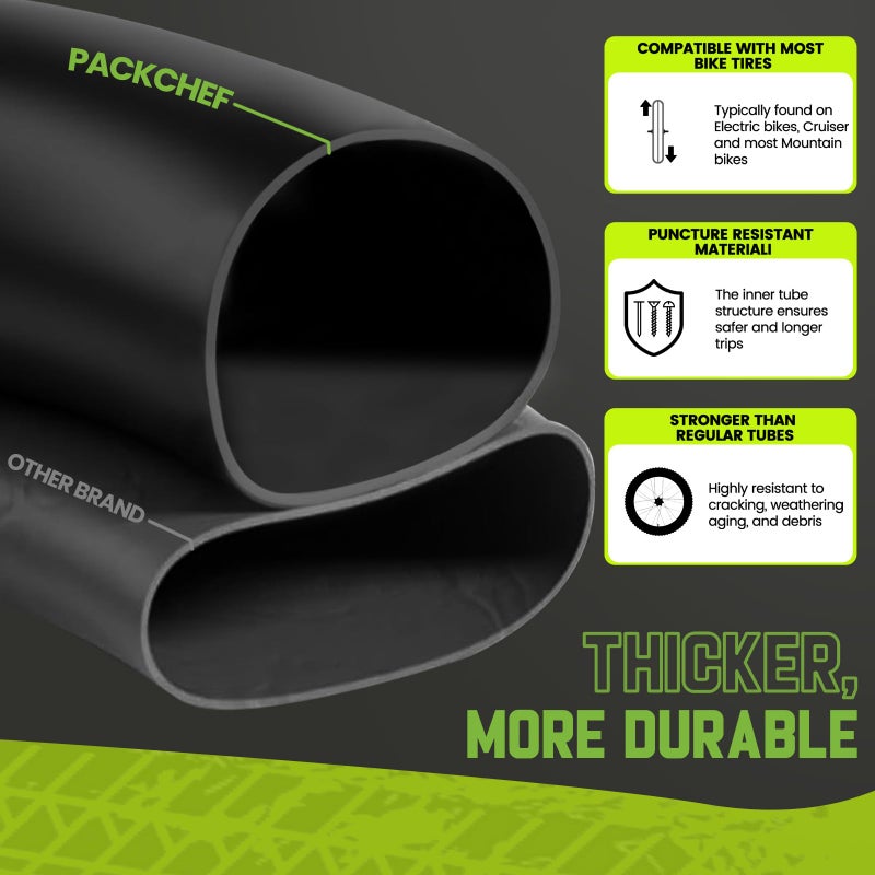 PAKCHEF 20x4.0 Fat Tire Tube - Heavy Duty 20x3.5/4.0 Bike Inner Tube Schrader Valve - 20 Inch Bike Inner Tube for E-Bike Electric Bicycle (2 Pack) - Image 4